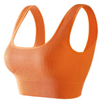 Women'S Ribbed Seamless Sports Bralettes,High Stretch Knit Fabric, Solid Color, with Removable Pads for All Seasons