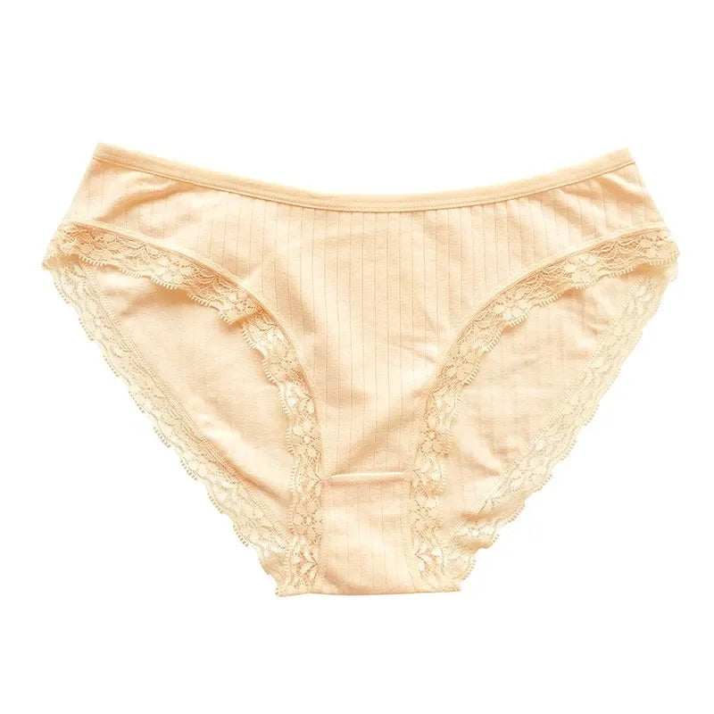 3Pcs/Set Women Lace Briefs Female Underpants Solid Color Pantys M-XL Soft Underwear Sexy Lingerie Intimates Cotton Panties