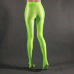 Women Leggings Stage Performance Glossy Shiny High Waist Fitness with Socks Stage Show Skinny Yoga Trousers Women Clothing