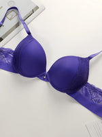 Women's Sexy Solid Color Bra Patchwork Lace With Small Pendant Steel Ring Gathered Push Up Bra Daily Comfortable Casual Bra U314