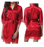 Sexy Wedding Dressing Gown Women Short Satin Bride Robe Lace Silk Kimono Bathrobe Summer Bridesmaid Nightwear Plus Size Peignoir