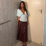 FDYOUI Chic Deep V-neck Bandage Crop Tops Women 2026 Summer Sexy Backless Solid Corset Ladies Lace-up Tunics T-shirt Streetwear