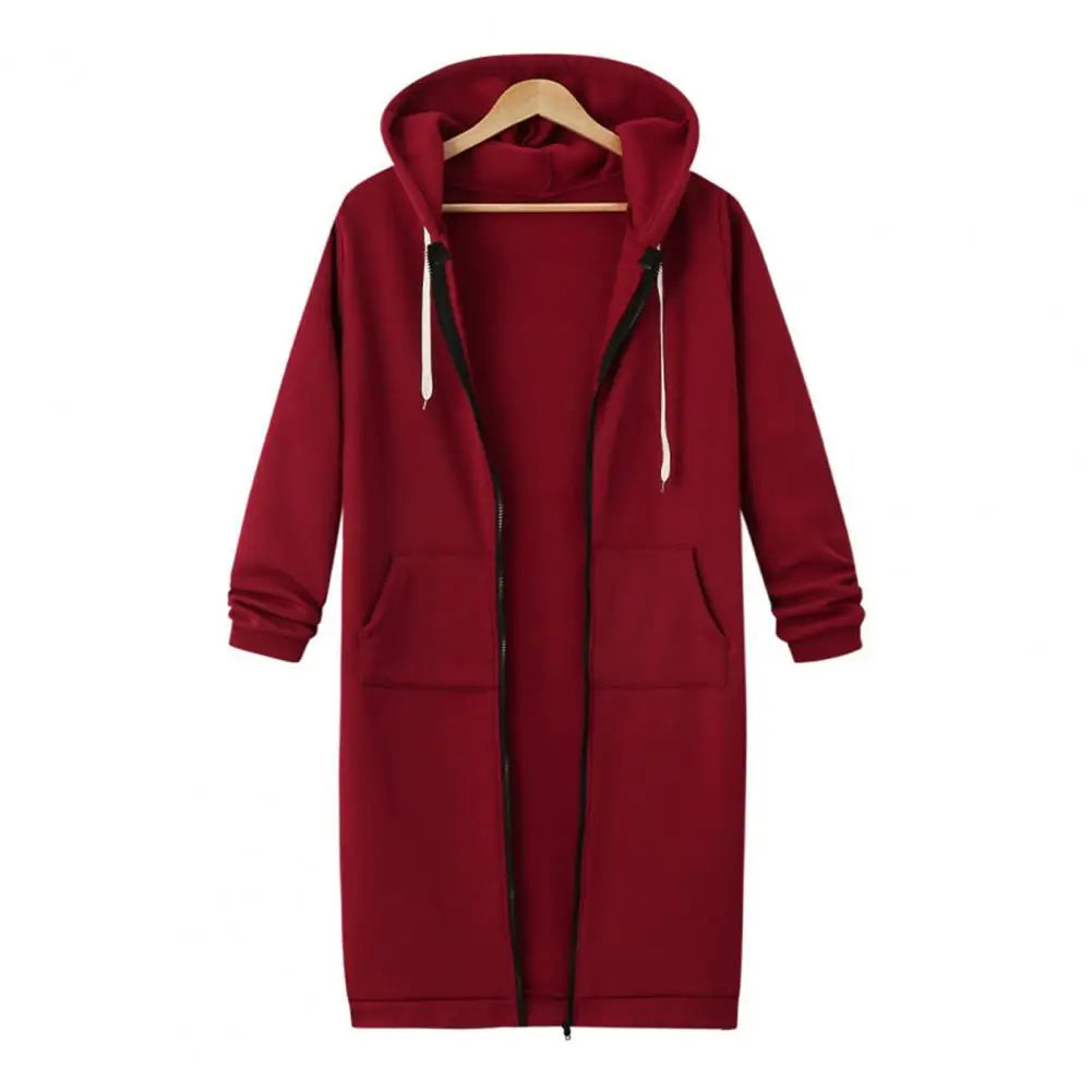 Zip Up Hoodies for Women Oversized Fleece Long Tunic Hooded Sweatshirt Autumn Winter Casual Drawstring Coat with Pockets