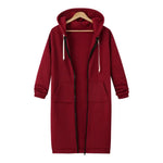 Zip Up Hoodies for Women Oversized Fleece Long Tunic Hooded Sweatshirt Autumn Winter Casual Drawstring Coat with Pockets
