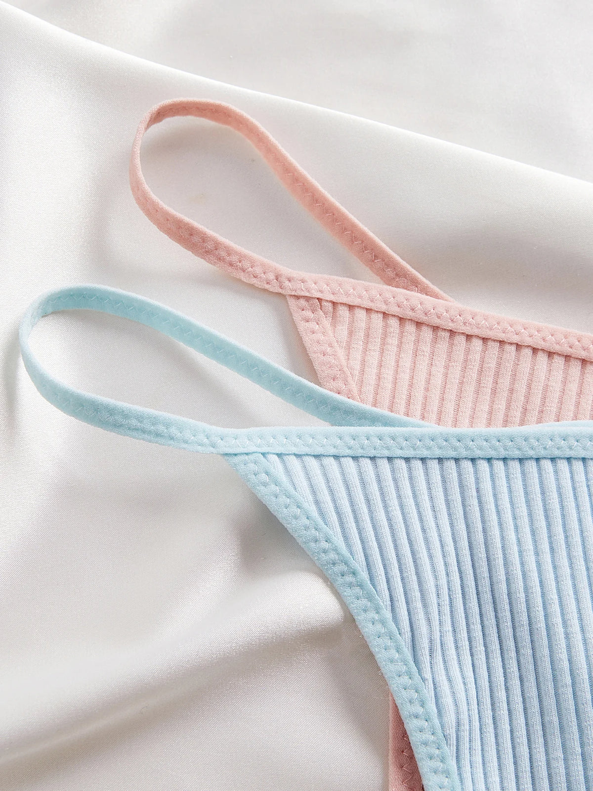 8PCS Women's Ribbed Thong Underwear, Soft Breathable Low Rise G String Panties, Slim Straps Multi-Color Pack