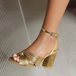 NASBAVI Straps Women's Sandals Summer Shoes Luxury Peep Toe Flip Flops Round High Heels Gold Party Dance Wedding Shoes Ladies
