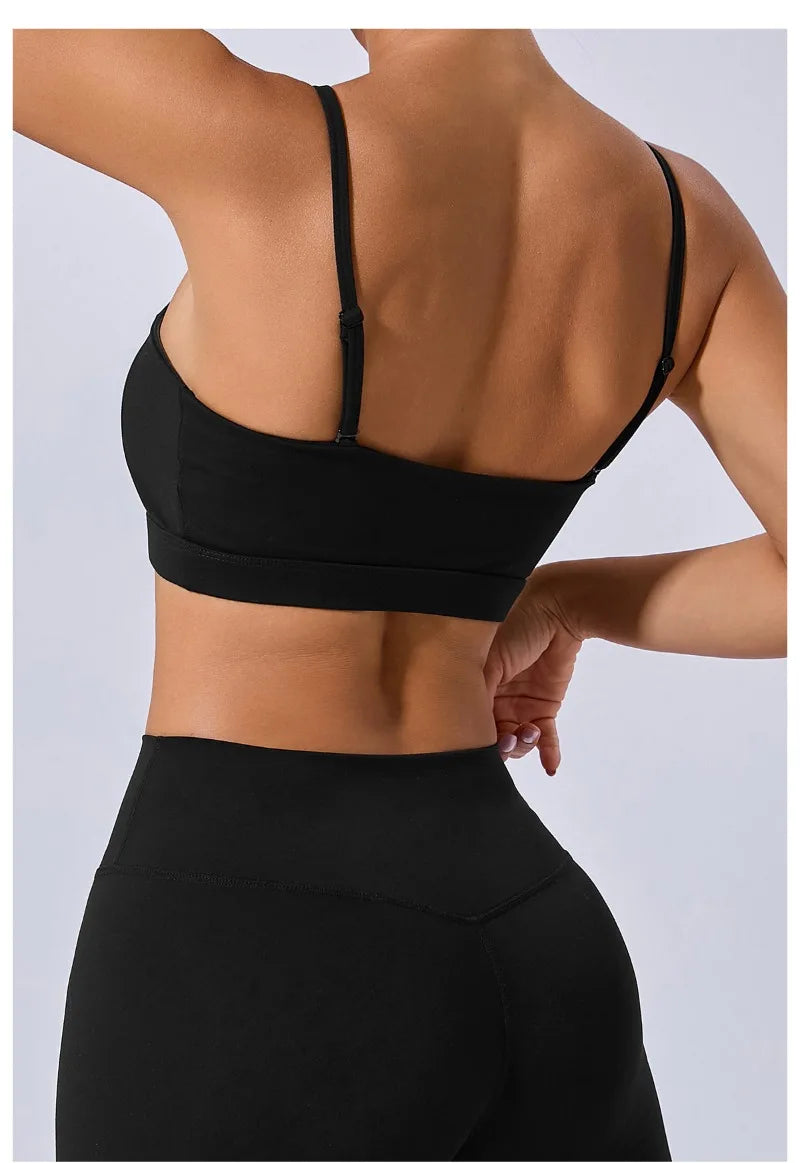 Women Yoga Bra Removable Shoulder Strap Anti-Slip Bra Wrap Chest Dual-Use Sports Yoga Wear Outside Running Fitness Top