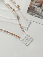 White Plus Size Underwire Bra Women Full Coverage Push Up bra Letter Print Adjustable Straps Big Cup Supportive Seamless Bra