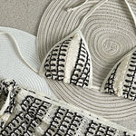 Sexy Colorful Striped Bikini Set Women Push Up Bra Thong Swimsuit 2026 Summer Bathing Suit Beach Mesh Cover Up 3 Piece Swimwear