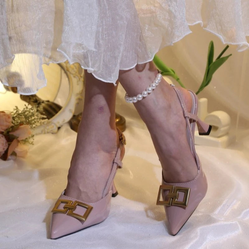Women's Sandals Fashion Metal Trim Women's Summer NewDress Women's Heels Shoe