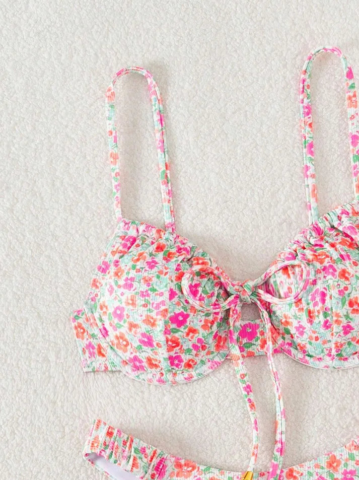 New Sexy Floral Print Push Up Bikini 2024 Women Swimwear Female Swimsuit Two Pieces Thong Bikini Set Bather Bathing Suit Beach