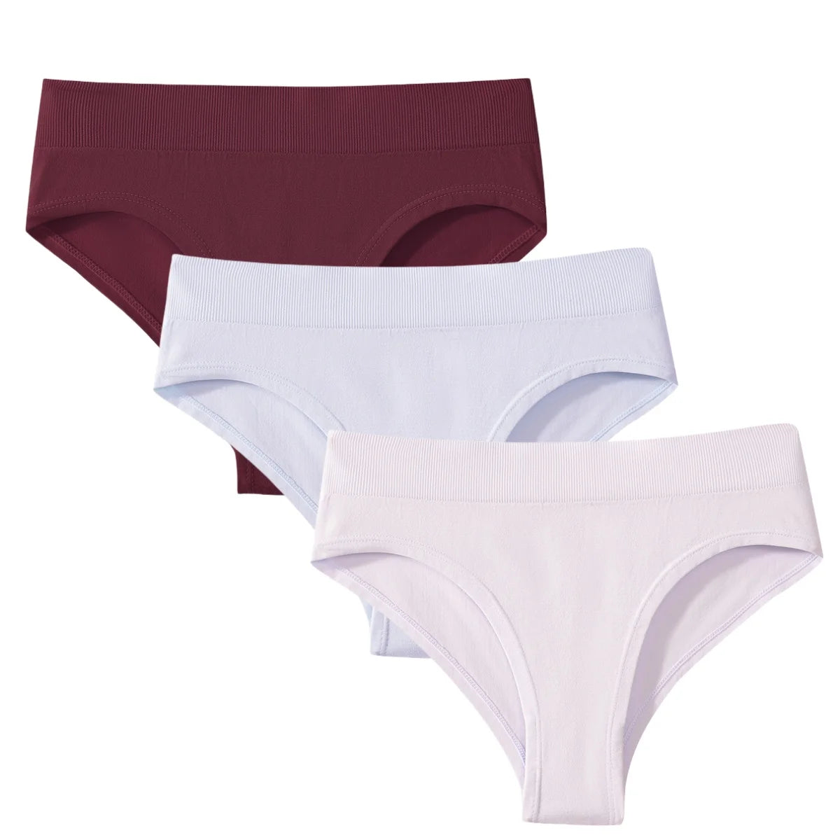 3Pcs/Set High Rise Briefs Women Classic Panties Female Underpants Solid Color Panty Plus Size Underwear Sexy Lingerie S-3XL