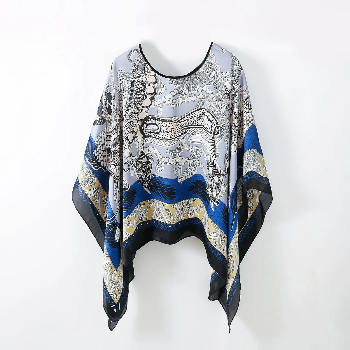 Simulated Silk Pullover Shawl Sweater Summer Beach Sun Protection Cape Women's Beach Towel Versatile Gauze Scarf Multifunctional