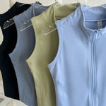 Women Sleeveless Zip Yoga Vest Slim Sports Tank Top Gym Workout Running Fitness Outerwear
