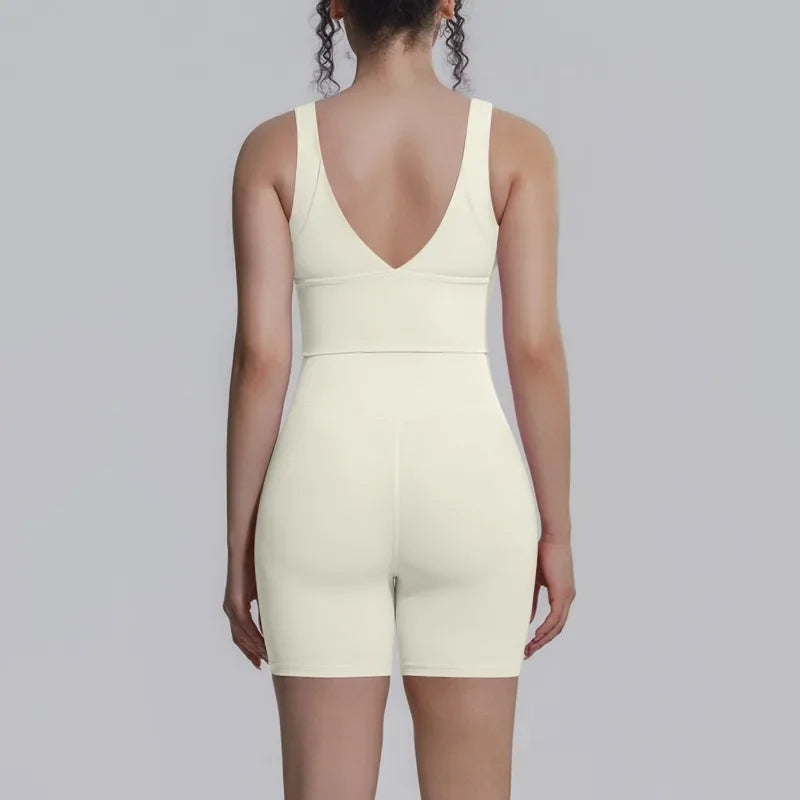 Women's Yoga Set Sports Running Fitness Beautiful Back Vest Hip Lifting Slim-Fit High Waist Shorts Training Gym Workout Suits
