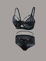 Ultra-Thin Mesh Lingerie Set with Thin Straps, Seductive Bra Set, Popular European and American Style, See-Through, Hot Nightclub Style