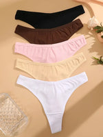 5Pcs Women Cotton Thongs Female Sexy Bikini Panties G-String Underwear Thongs Striped Panties Female Underwear T-Back Intimat