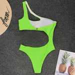 2026 Asymmetric One Shoulder Women Swimwear One Piece Swimsuit Female Monokini Bather High Cut Out Bathing Suit Swim Bodysuit