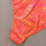 Shiny Orange Snakeskin Print Swimwear Women Sexy U Neck Slimming Backless Bathing Swimming Suit One Piece Swimsuit 2025 Monokini