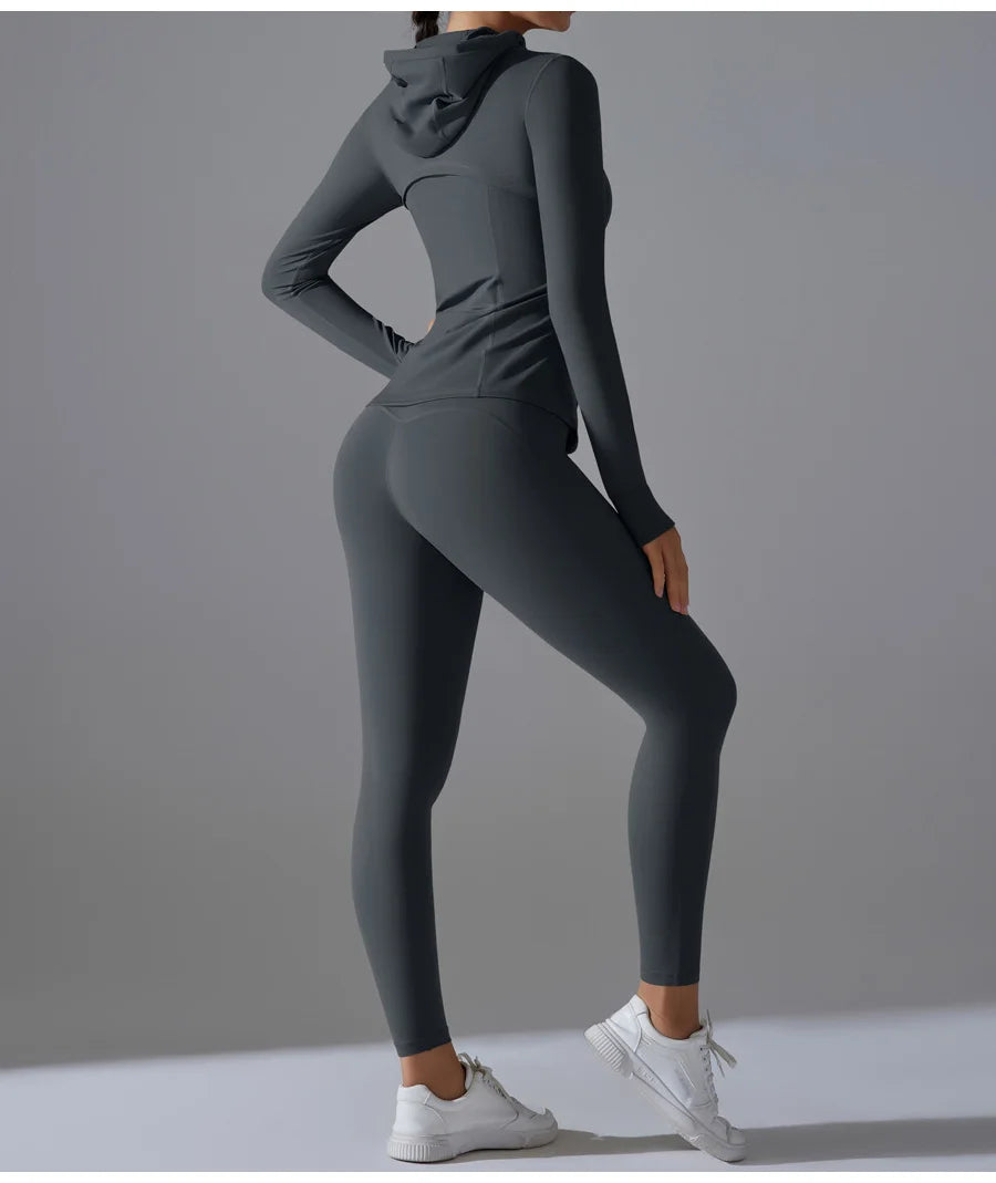 New Yoga Set 2PCS Sports Outfits Women Clothes Fitness Tracksuit Gym Legging Workout Long Sleeved Female Yoga Suit Sportswear