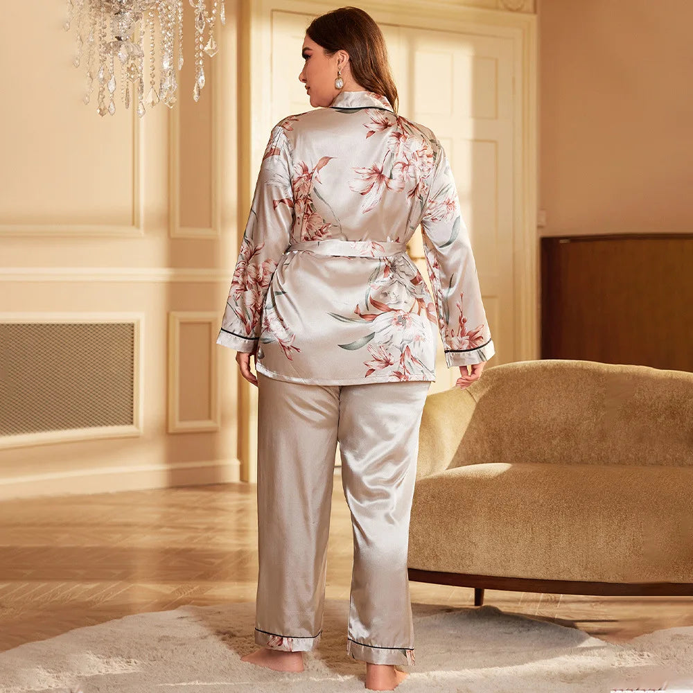 Large size summerwomen's bathrobes sexy dressing gown home clothes can be worn outside the ice silk nightgown