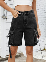 Women Cargo Denim Shorts Casual Summer Loose Solid Colors Jean Short Pants for Vacation Beach Club Streetwear