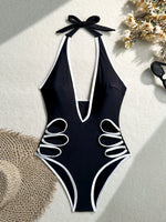 DEKA Sexy Hollow Out Bikini Set 2026 Women Black Bandage One Piece Swimsuit Summer Bathing Suit High Waist Backless Swimwear