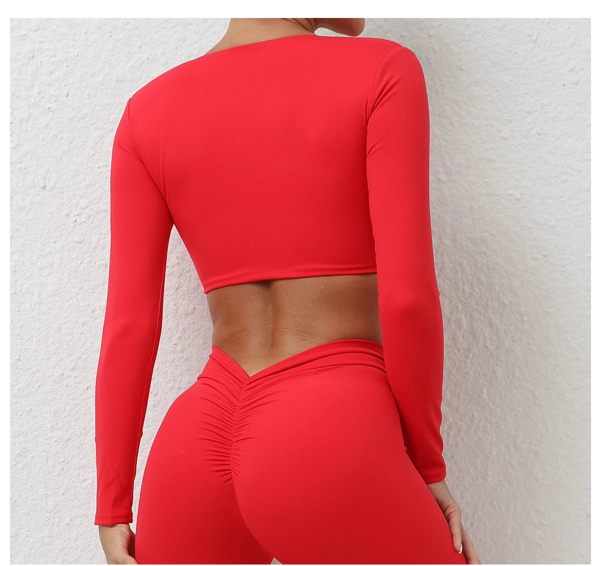 Long Sleeve Gym Crop Tops for Women Twist Deep V Workout Quick Dry Padded Sports Fitness Yoga T-Shirt