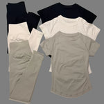 2 Piece Women Solid Color Set Summer Casual Short Sleeve T-Shirt High Waist Long Pants Soft Breathable Tracksuit Daily Outfit