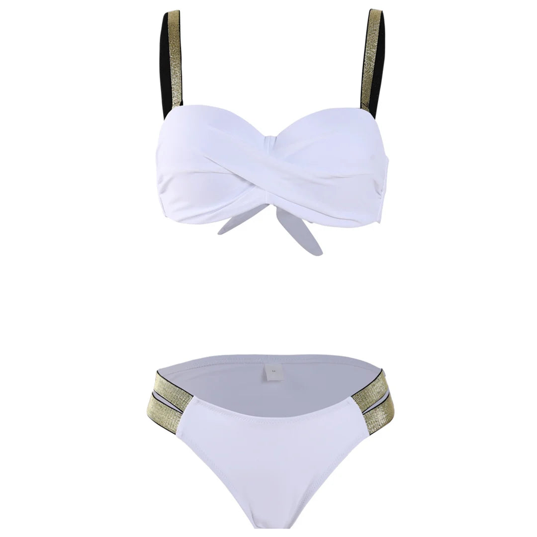 New S - XL Bra Bikini Push Up Swimsuit Female Swimwear Women Two-Pieces Bikini Set With Cup Bather Bathing Suit Swim Lady V2310