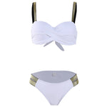 New S - XL Bra Bikini Push Up Swimsuit Female Swimwear Women Two-Pieces Bikini Set With Cup Bather Bathing Suit Swim Lady V2310