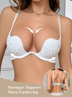 Plunge Deep V Bra Underwear Lace Push up Bra Sexy Lingerie Bralette Sexy Cleavage Bra with Underwire Lightly Padded Low Cut Bra