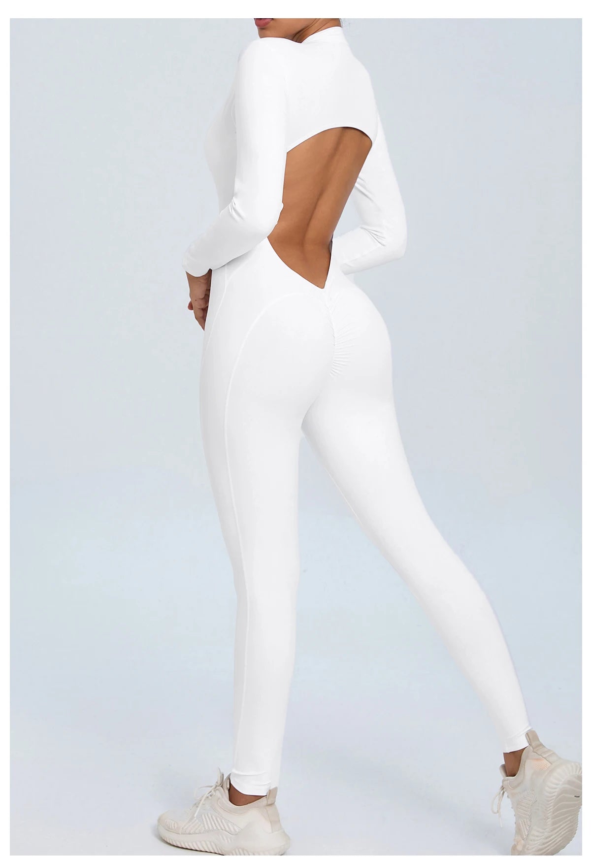 Women Sportwear Yoga Jumpsuit Zip Long Sleeve Back Open Outfit Fitness Tracksuit Tight One-piece Gym Overalls Sports Bodysuit