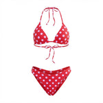 2026 Fashion Women's 2 Piece Bikini Set for Beach Pool Dots Print Swimwear Halter Bra and Low Waist Briefs Bathing Suits