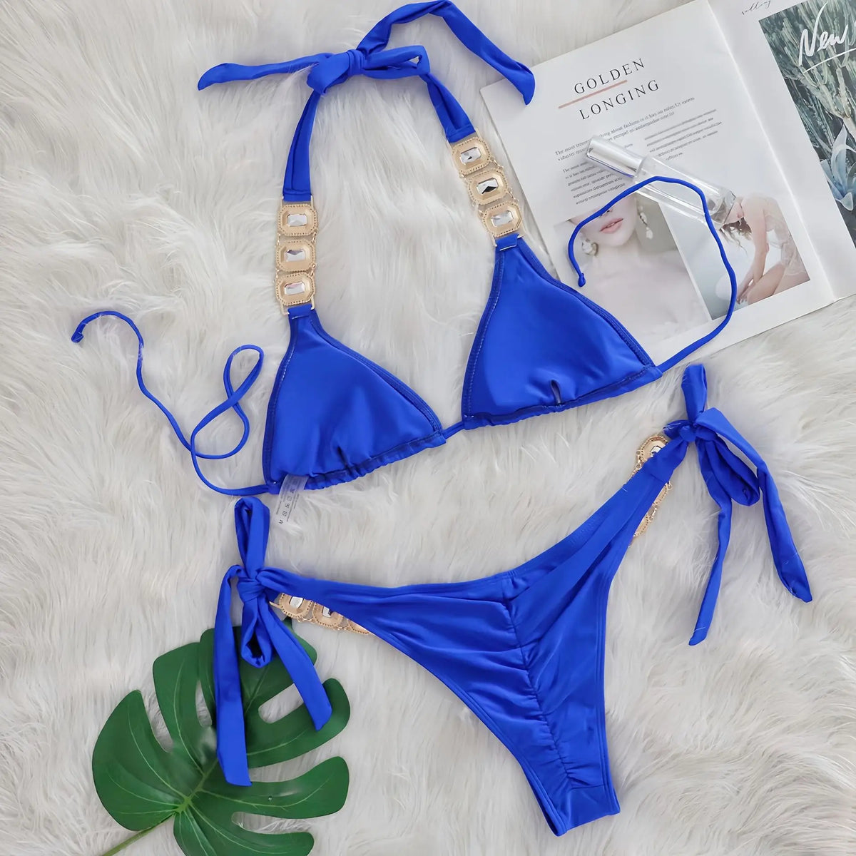 Halter Brazilian Rhintstones Diamond Bikini Women Swimsuit Female Swimwear Two Pieces Bikini Set Scrunch Butt Bathing Suit Swim