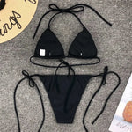 New Sexy Neon Pink Brazilian Bikini Women Swimwear Halter Swimsuit Female Two-Pieces Bikini Set Bather Bathing Suit Swim V1312