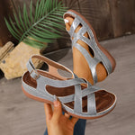 Rome Style Cross Strap Wedges Sandals Women Summer Lightweight Platform Sandles Woman Plus Size 43 Peep Toe Gladiator Sandals