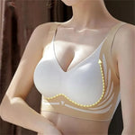 Seamless Ladies Underwear V-neck No Steel Ring Small Chest Gathered Adjustable Comfortable Thin Top Bra Breathable Gathered