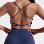 Solid Color cross back Women Fitness Sport bra top soft tight Comprehensive training jogging gym yoga underwear With chest pad