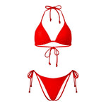 2026 Summer Women's Solid Color Swimwear Halter Bikini Set Bra with Side Tie Thong 2Pcs Bathing Suits Sexy Fashion