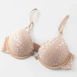 Women's Sexy Front Closure Push Up Bra Seamless Smooth Bra with underwire Makes Chest Look Smaller Lingerie beige