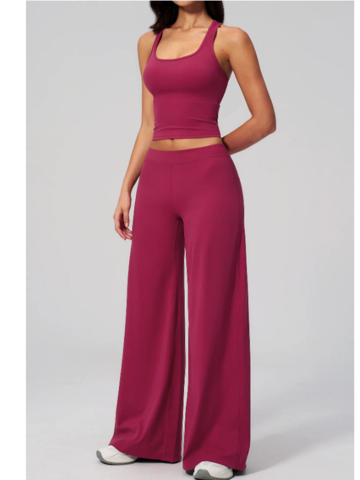 Women's Summer Two Piece Yoga Sets Slimming Sports Tank Top Lifted Buttocks High Waist Flare Pants Gym Fitness Suits Tracksuit