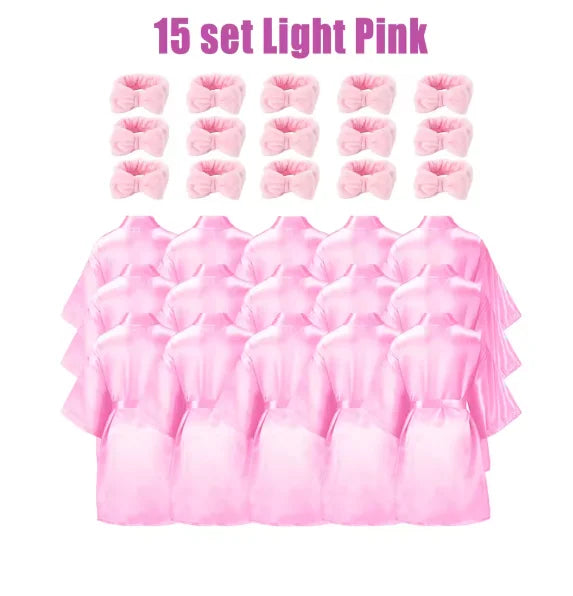 6-18Set Spa Party Robes for Girls Spa Gowns for Girls Spa Supplies Kimono Satin Robe Sleepover Pajamas Party Birthday Slumber