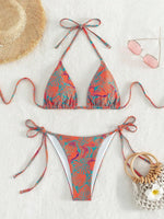 Sexy String Bikini 2024 Two Pieces Print Swimsuit Female Swimwear Women Thong Bikinis Set Bather Beachwear Bathing Suit Pool