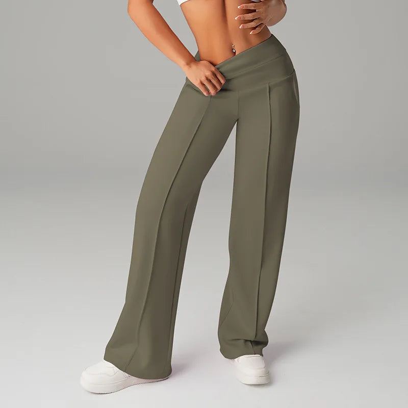 STOUREG High Waisted Yoga Pants for Women, Loose Wide Leg Workout Trousers with Pockets for Running and Outdoor Exercise
