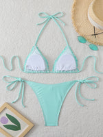 Halter Triangle String Bikinis 2026 Women Sexy Striped Swimsuit RuffleSwimwear Female Bathers Bathing Swimming Swim Suit