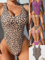 Sexy Leopard Print One-piece Backless Swimsuit for Women V-neck Monokini Bikni 2026 Summer Beach Vacation Slim Swimwear New