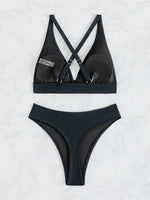 S - XL Cross Back Mini Micro Thong Bikini Female Swimsuit Women Swimwear Two-Pieces Bikini Set Bather Bathing Suit Swim V5022