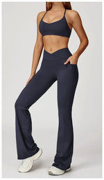 Women's Yoga 2-Piece Hip Lifting Tight Fitting Naked and Beautiful Back Set Outdoor Sports and Leisure Running Fitness Suit