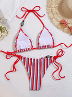 Women's Sexy Push-Up Two-Piece Swimsuit 2026 Bathing Suit Brazilian Beachwear Stripe Bikini Set Swimwear Trendy Mciro Biquini